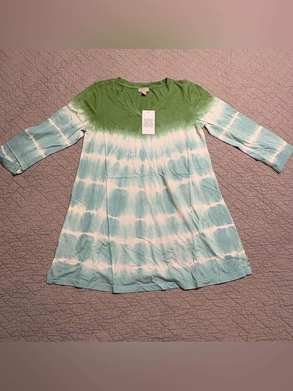 Logo by Lori Goldstein Tie Dye 3/4 Sleeve Top with Pockets Size XS